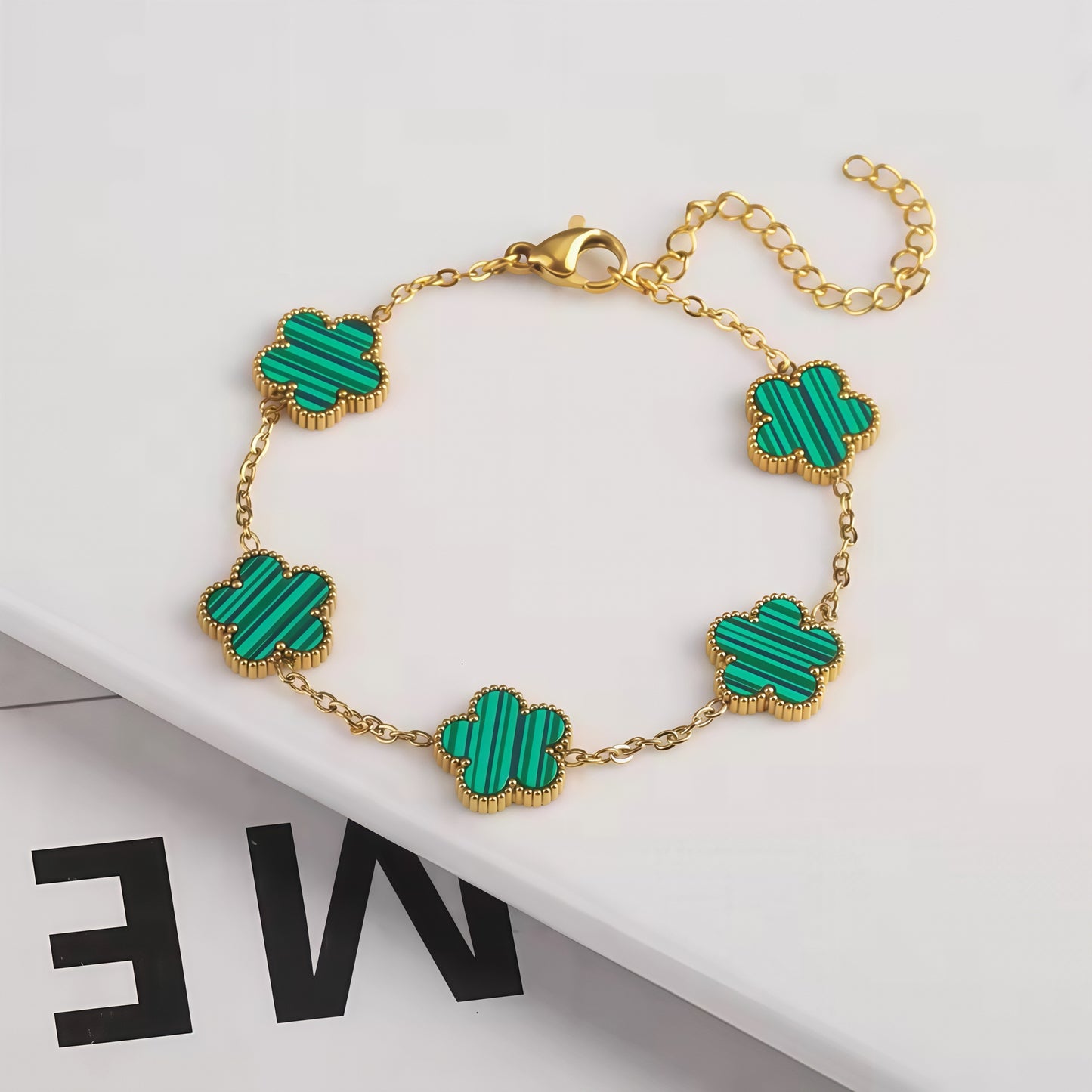 Luxury Gold-Plated Multi-Color Four-Leaf Clover Bracelet Collection with Natural Gemstones