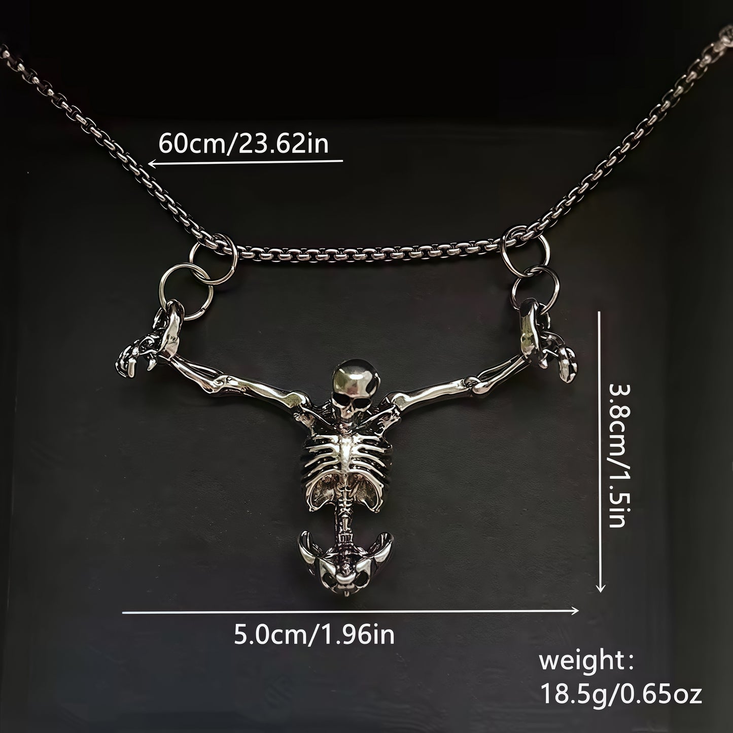 Edgy Punk Skeleton Asymmetric Chain Necklace