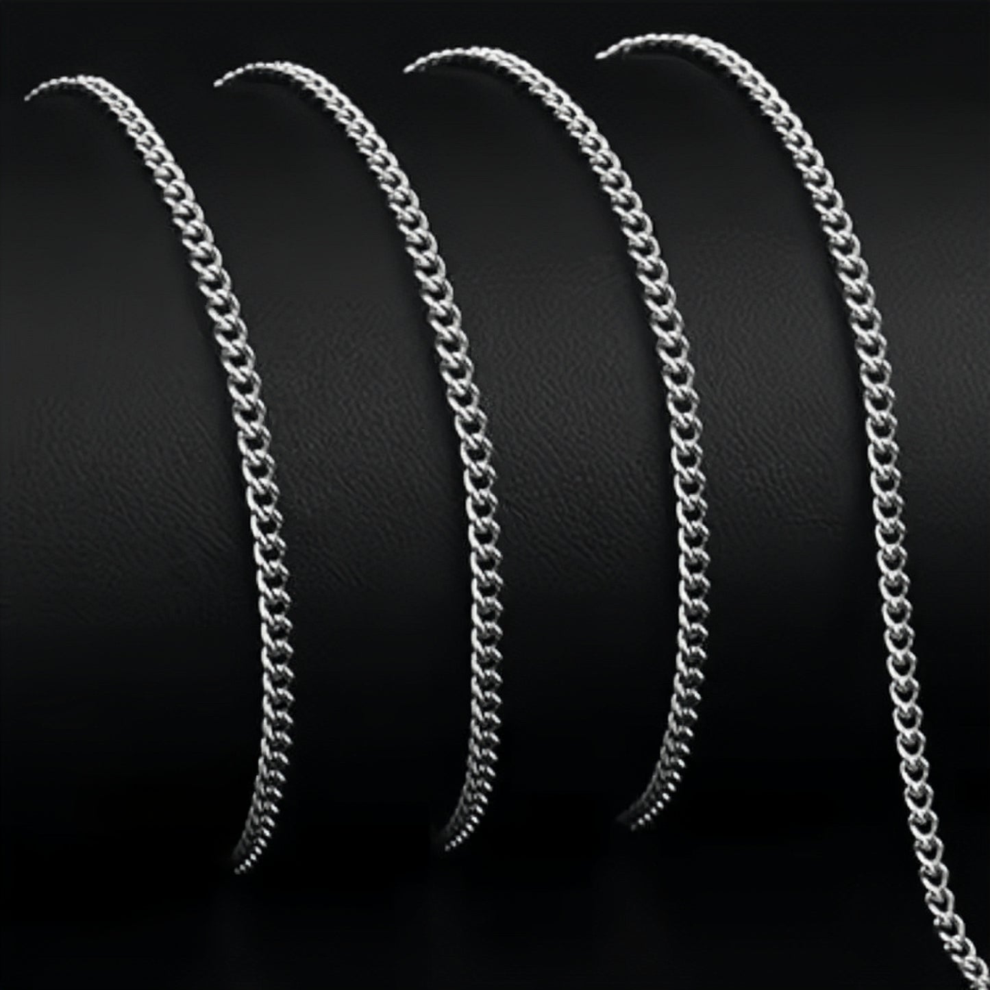 Men's Silver Tone Curb Chain Necklace - Minimalist Casual Style for Everyday Wear