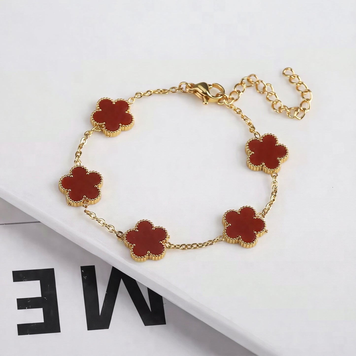 Luxury Gold-Plated Multi-Color Four-Leaf Clover Bracelet Collection with Natural Gemstones