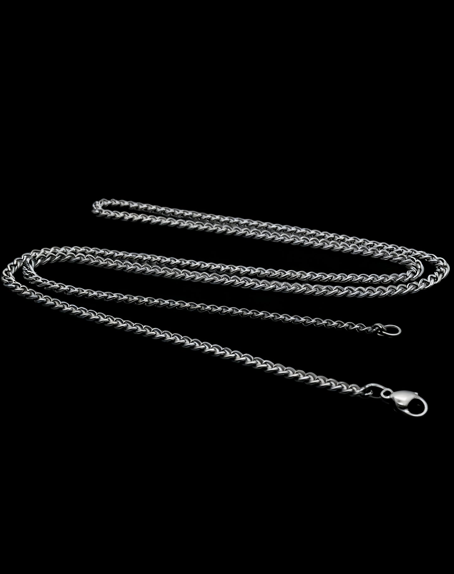 Men's Silver Tone Curb Chain Necklace - Minimalist Casual Style for Everyday Wear