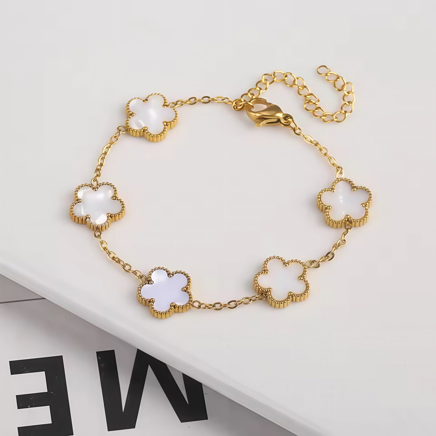 Luxury Gold-Plated Multi-Color Four-Leaf Clover Bracelet Collection with Natural Gemstones