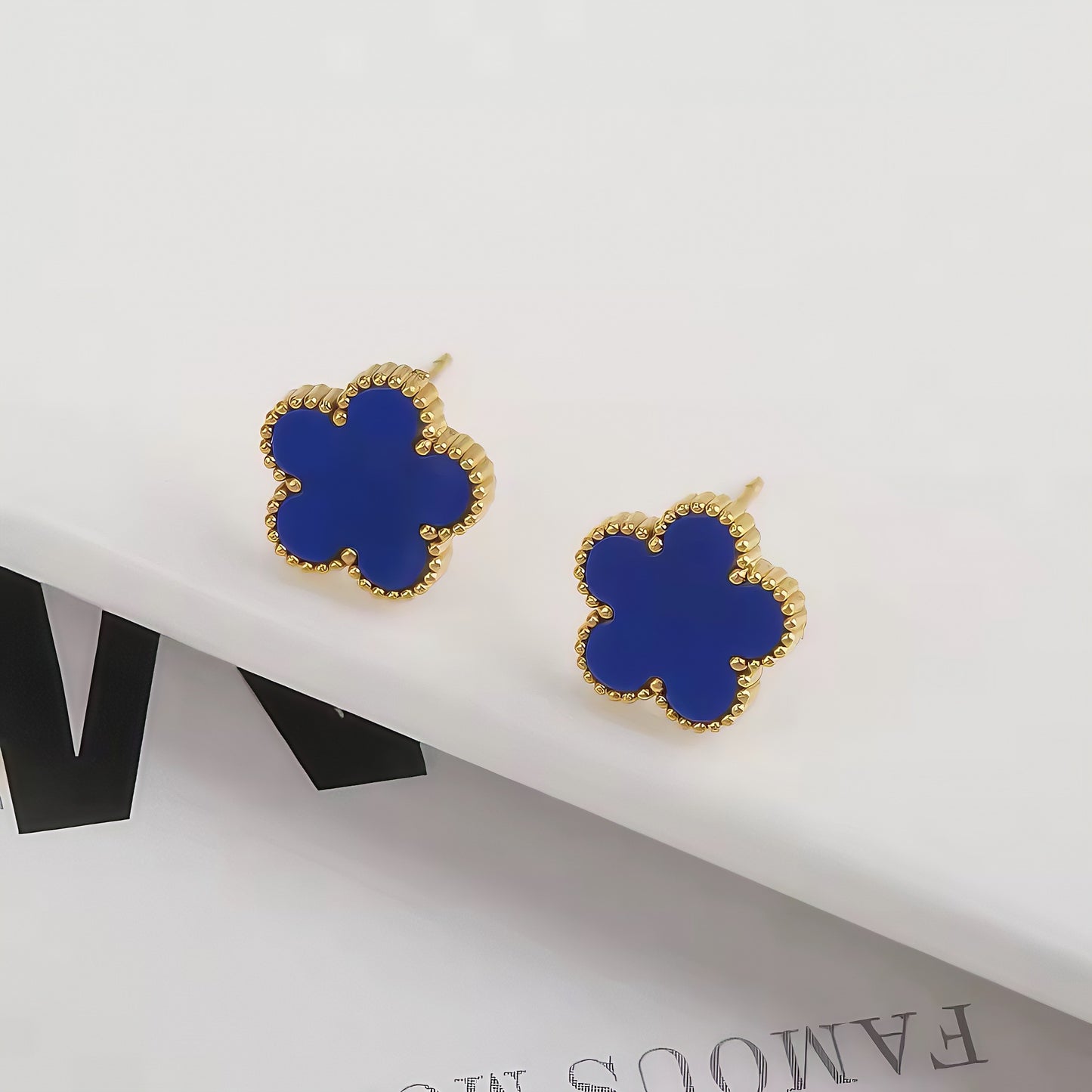 Luxury Four-Leaf Clover Stud Earrings Set - Multiple Colors with Gold Plated Edging, Fashion Statement Jewelry for Women