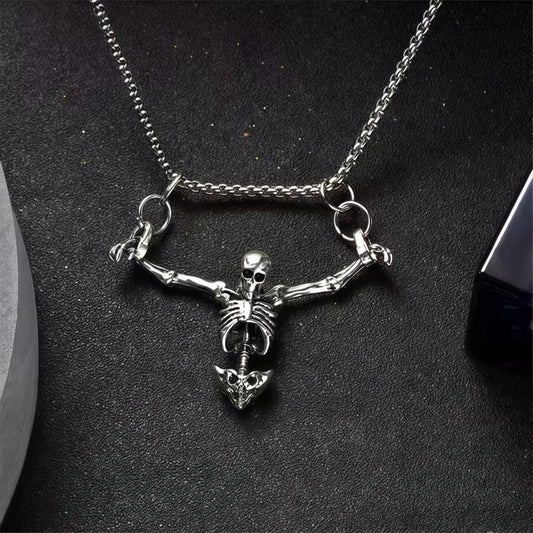 Edgy Punk Skeleton Asymmetric Chain Necklace